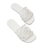 Loewe Petal Anagram slide white in soft calfskin - Image 3
