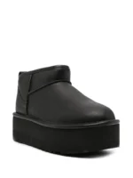 UGG Classic Ultra Mini Platform Boot Black Leather - Image 2