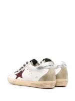 Golden Goose Super-Star With Burgundy Glitter Star And Silver Heel Tab - Image 3