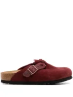 Birkenstock Red Boston Suede Clogs