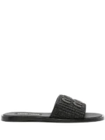 Miu Miu Raffia-effect woven Black slides