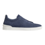 Zegna Utility Blue Suede Triple Stitch Sneakers