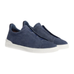 Zegna Utility Blue Suede Triple Stitch Sneakers - Image 3
