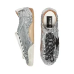 Golden Goose True-Star in silver sequins with black star and silver leather heel tab(Women's) - Image 4