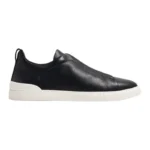 Zegna Navy Blue Deerskin Triple Stitch