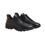 Zegna - Triple Stitch Monte Grained Calf Leather Black Slip On Sneakers - Image 2