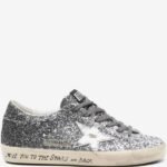 Golden Goose Super Star trainers with glitter upper and silver metallic leather star