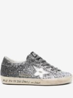 Golden Goose Super Star trainers with glitter upper and silver metallic leather star